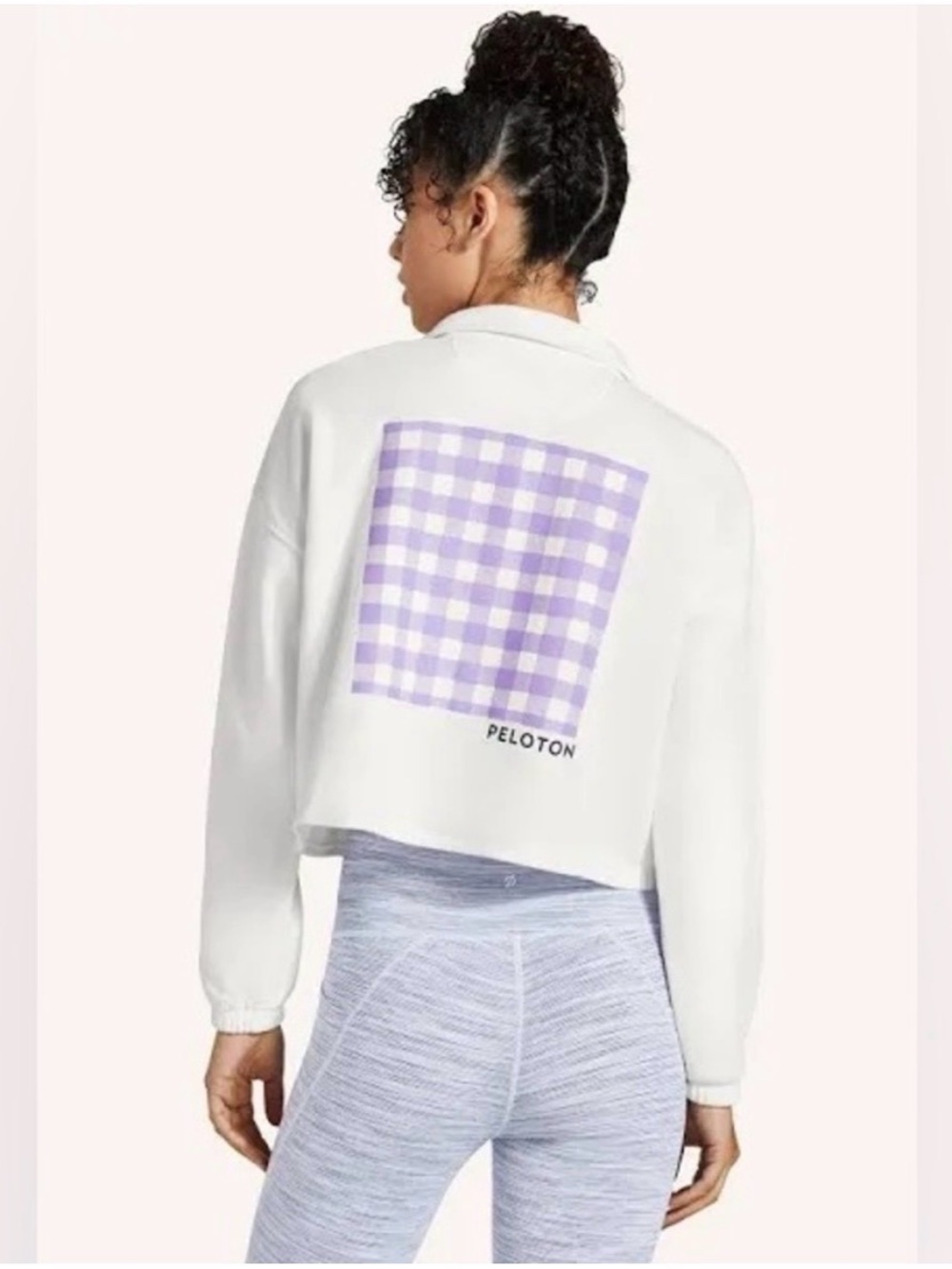 NWOT Peloton White Cropped Polo Sweatshirt